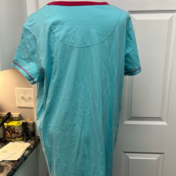 Lazy One Flamingo Graphic sleep Tee - Blue and Pink - Picture 5 of 6